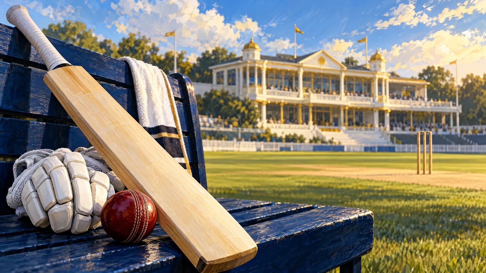 Conceptual Indian domestic cricket editorial illustration