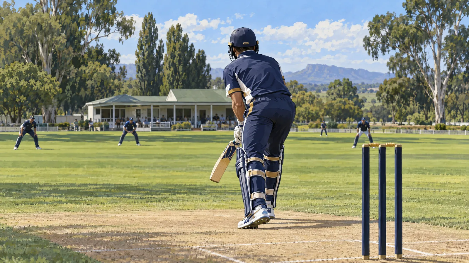 Original conceptual cricket editorial illustration, not actual match or player photography