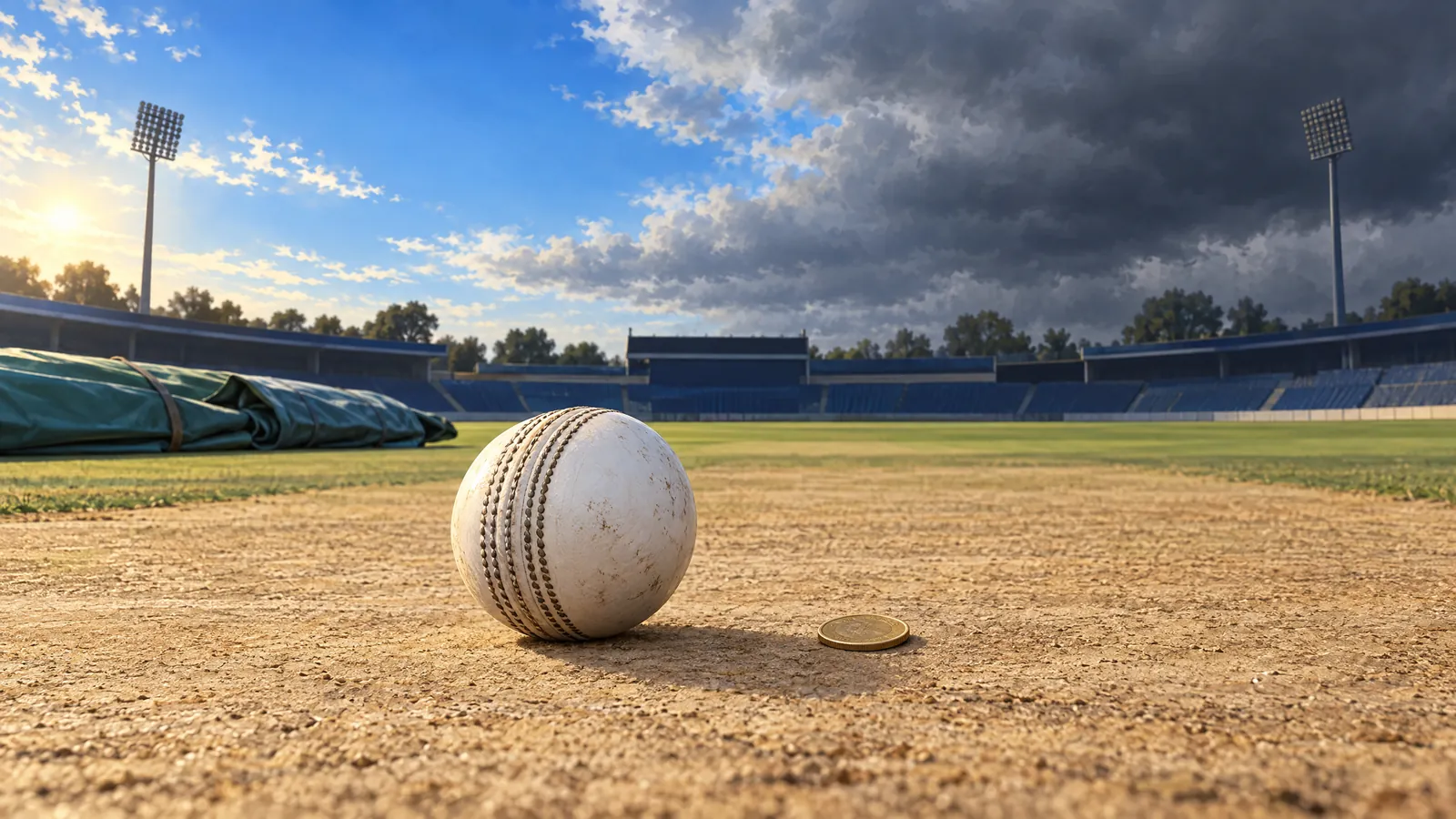 Original conceptual cricket illustration, not a photograph of the players or Ranchi match