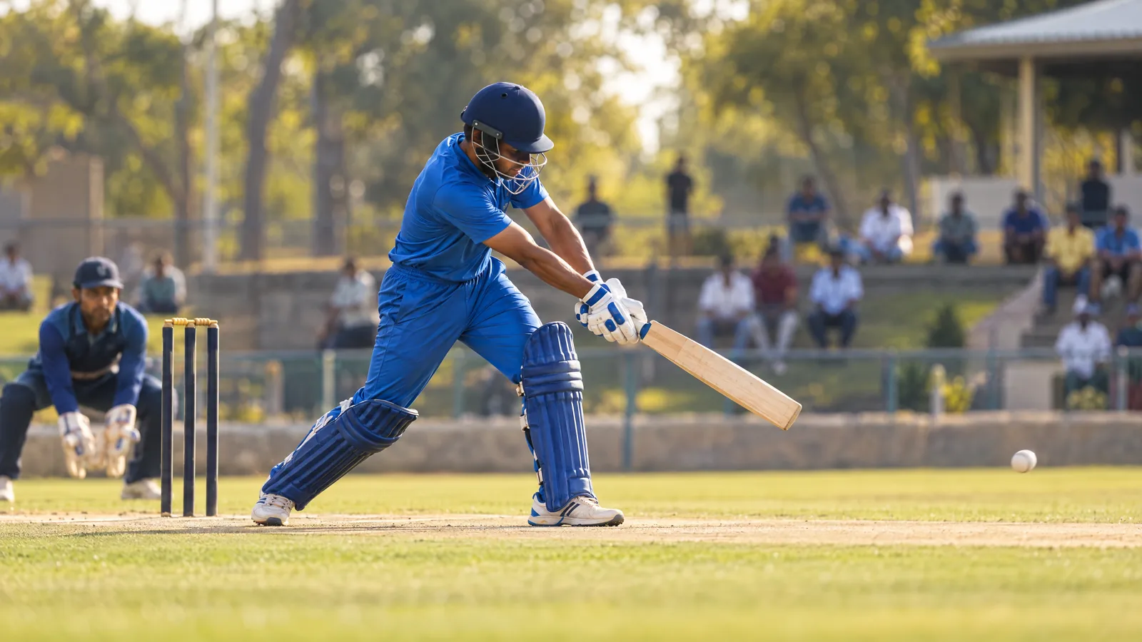 Original AI-generated editorial cricket illustration; not actual match or player photography